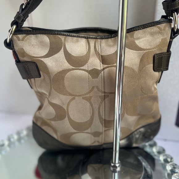 Coach Beige and Brown canvas and leather Shoulder Bag adjustable strap - Picture 8 of 12